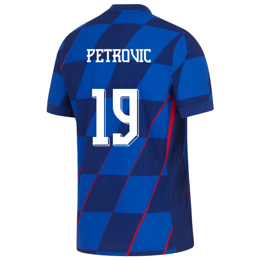נשים קרואטיה Luka Petrovic #19 כְּחוֹל הרחק ג'רזי 24-26 חולצה קצרה