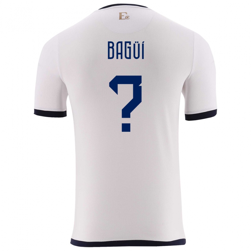 נשים אקוודור Diogo Bagüí #0 לבן הרחק ג'רזי 24-26 חולצה קצרה