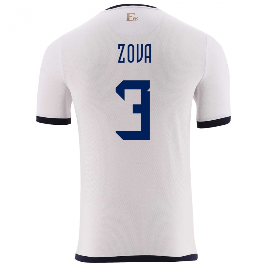 נשים אקוודור Alex Zova #3 לבן הרחק ג'רזי 24-26 חולצה קצרה