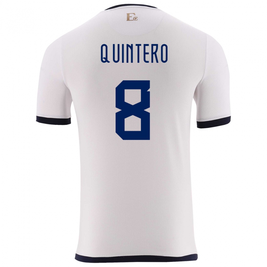 נשים אקוודור Hólger Quintero #8 לבן הרחק ג'רזי 24-26 חולצה קצרה
