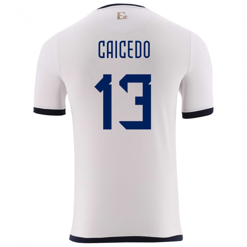 נשים אקוודור Renato Caicedo #13 לבן הרחק ג'רזי 24-26 חולצה קצרה