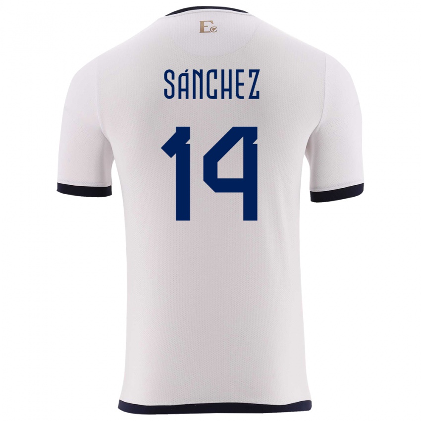 נשים אקוודור Carlos Sánchez #14 לבן הרחק ג'רזי 24-26 חולצה קצרה