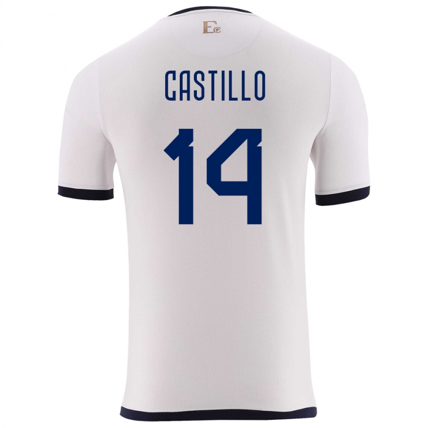 נשים אקוודור Darío Castillo #14 לבן הרחק ג'רזי 24-26 חולצה קצרה