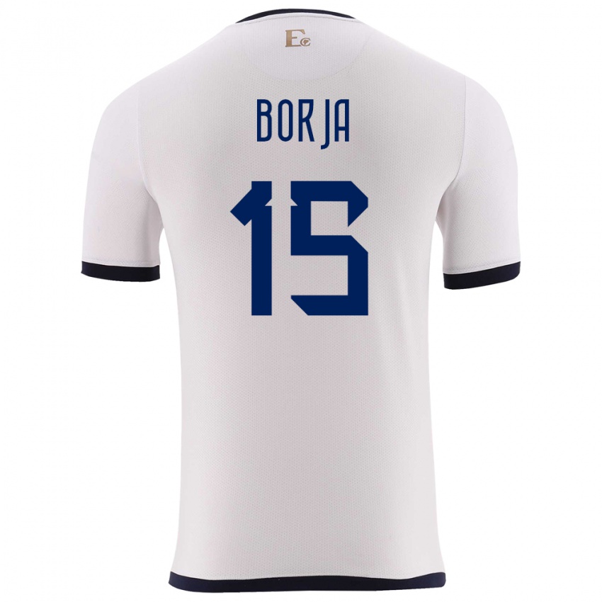 נשים אקוודור Ronny Borja #15 לבן הרחק ג'רזי 24-26 חולצה קצרה