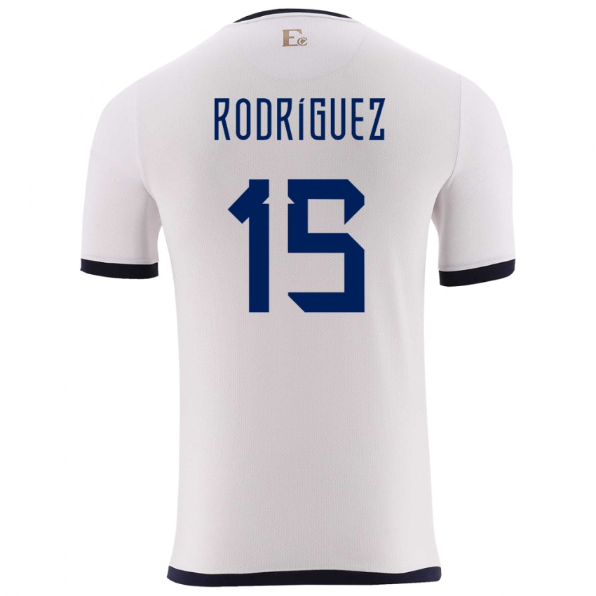 נשים אקוודור Juan Rodríguez #15 לבן הרחק ג'רזי 24-26 חולצה קצרה