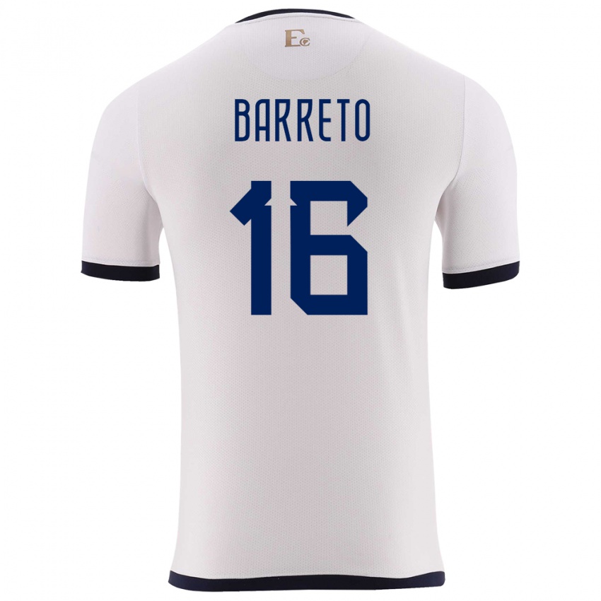 נשים אקוודור Andry Barreto #16 לבן הרחק ג'רזי 24-26 חולצה קצרה