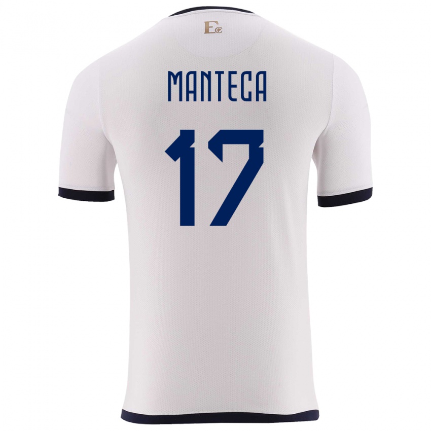 נשים אקוודור Demcy Manteca #17 לבן הרחק ג'רזי 24-26 חולצה קצרה