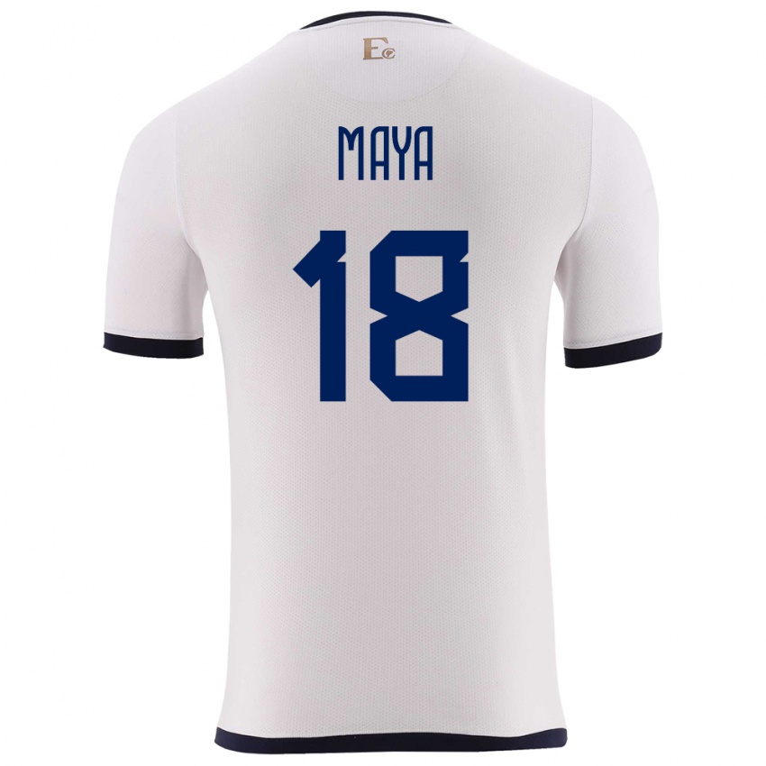 נשים אקוודור Jhoel Maya #18 לבן הרחק ג'רזי 24-26 חולצה קצרה