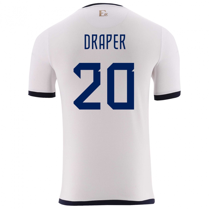 נשים אקוודור Andrew Draper #20 לבן הרחק ג'רזי 24-26 חולצה קצרה
