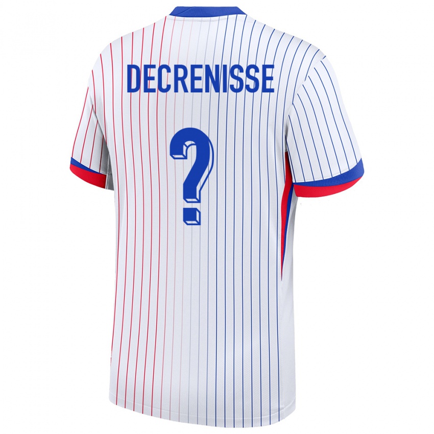 נשים צרפת Axel Decrenisse #0 לבן הרחק ג'רזי 24-26 חולצה קצרה