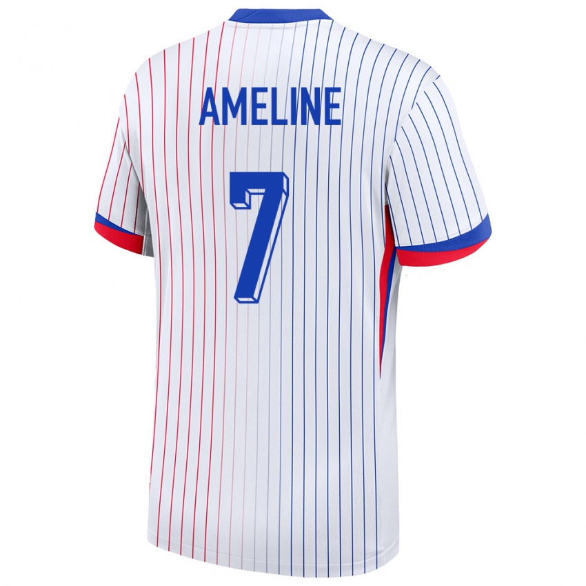 נשים צרפת Soan Ameline #7 לבן הרחק ג'רזי 24-26 חולצה קצרה