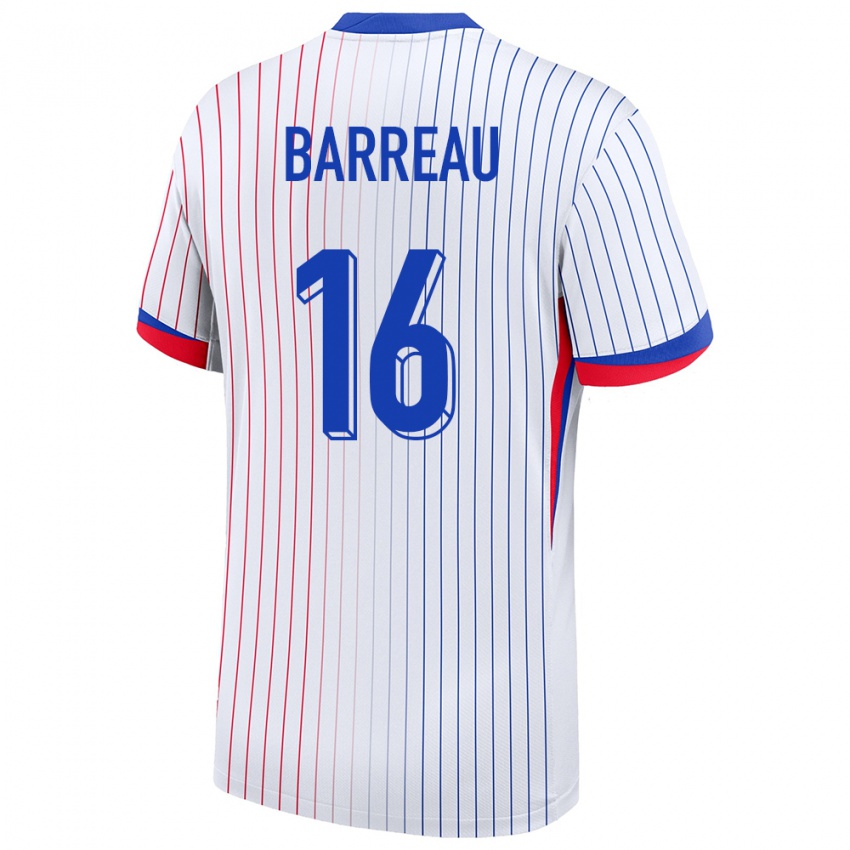 נשים צרפת Axel Barreau #16 לבן הרחק ג'רזי 24-26 חולצה קצרה