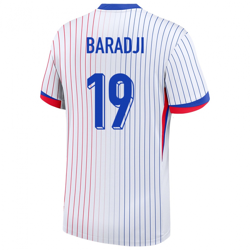 נשים צרפת Adama Baradji #19 לבן הרחק ג'רזי 24-26 חולצה קצרה