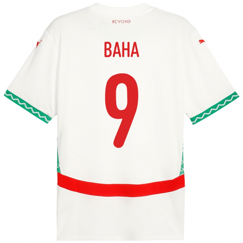 נשים מָרוֹקוֹ Ziyad Baha #9 לָבָן הרחק ג'רזי 24-26 חולצה קצרה