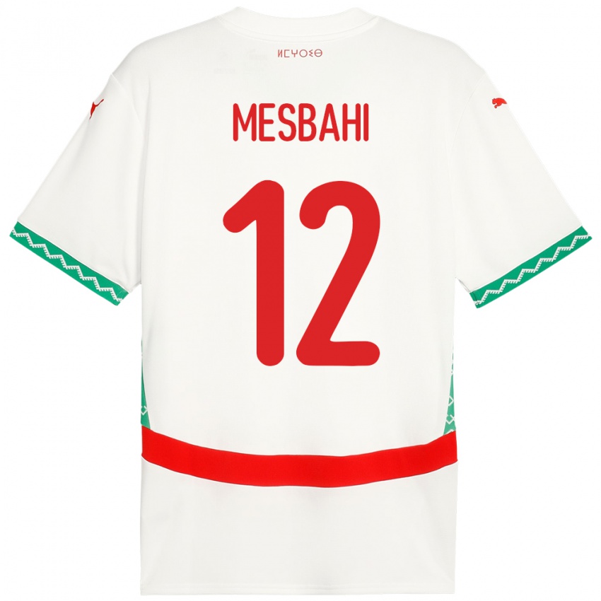 נשים מָרוֹקוֹ Hakim Mesbahi #12 לָבָן הרחק ג'רזי 24-26 חולצה קצרה
