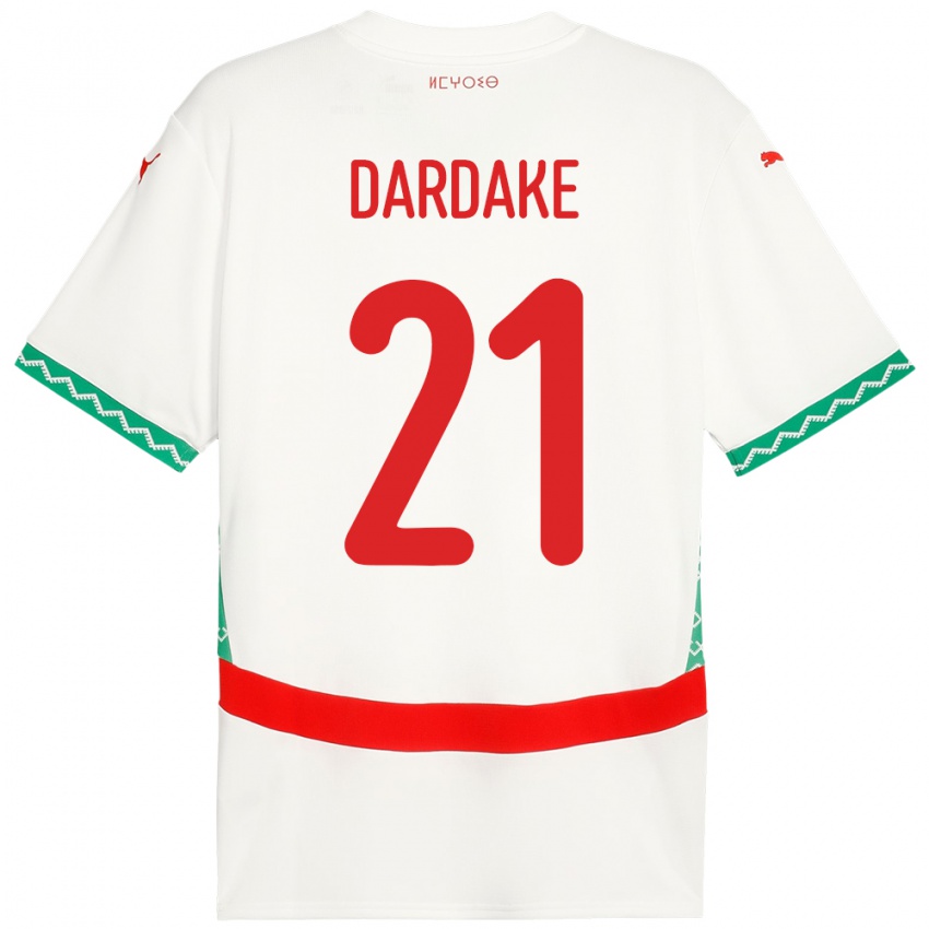 נשים מָרוֹקוֹ Wassim Dardake #21 לָבָן הרחק ג'רזי 24-26 חולצה קצרה