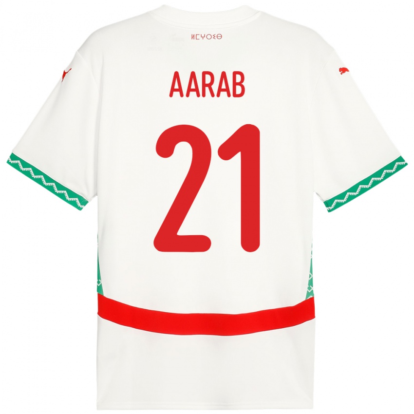 נשים מָרוֹקוֹ Zyad Aarab #21 לָבָן הרחק ג'רזי 24-26 חולצה קצרה