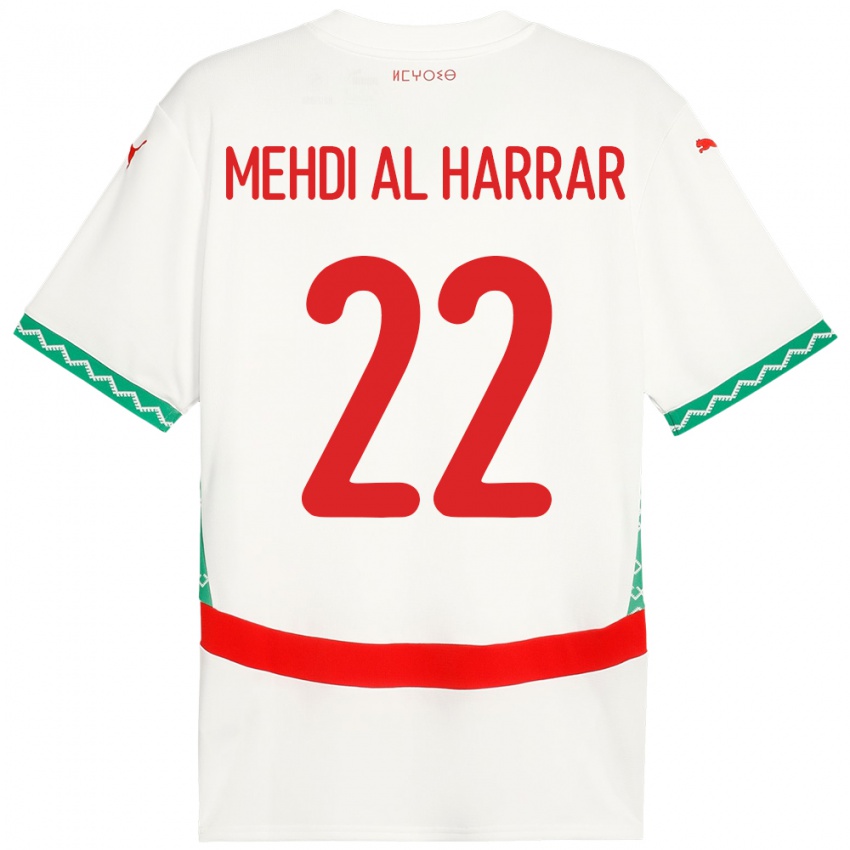 נשים מָרוֹקוֹ El Mehdi Al Harrar #22 לָבָן הרחק ג'רזי 24-26 חולצה קצרה