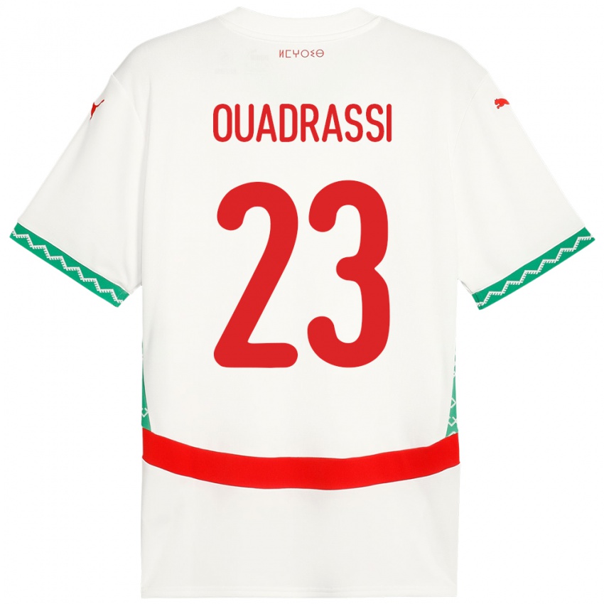 נשים מָרוֹקוֹ Dalil Ouadrassi #23 לָבָן הרחק ג'רזי 24-26 חולצה קצרה
