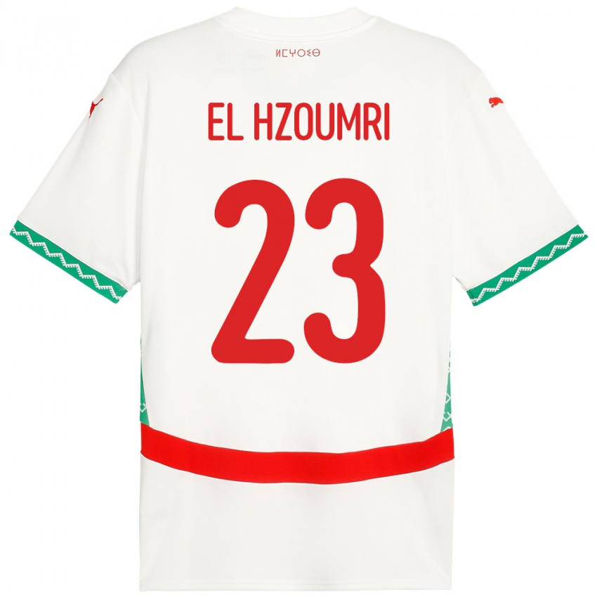 נשים מָרוֹקוֹ Yahya El Hzoumri #23 לָבָן הרחק ג'רזי 24-26 חולצה קצרה
