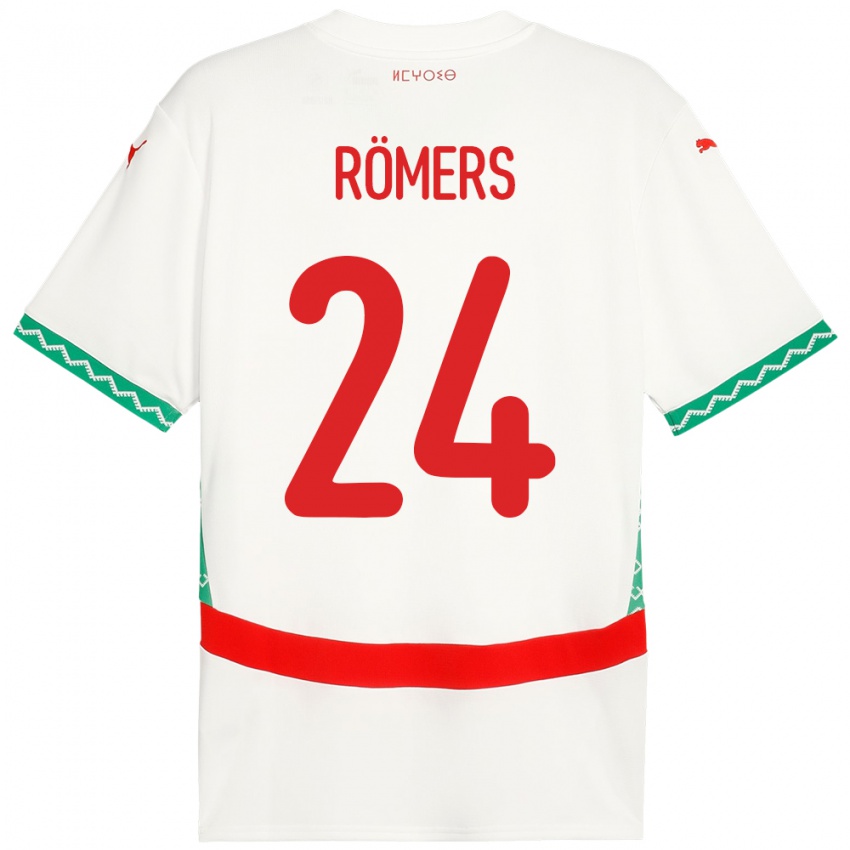 נשים מָרוֹקוֹ Arian Römers #24 לָבָן הרחק ג'רזי 24-26 חולצה קצרה