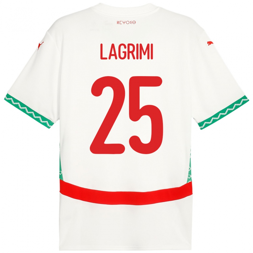 נשים מָרוֹקוֹ Ilyass Lagrimi #25 לָבָן הרחק ג'רזי 24-26 חולצה קצרה