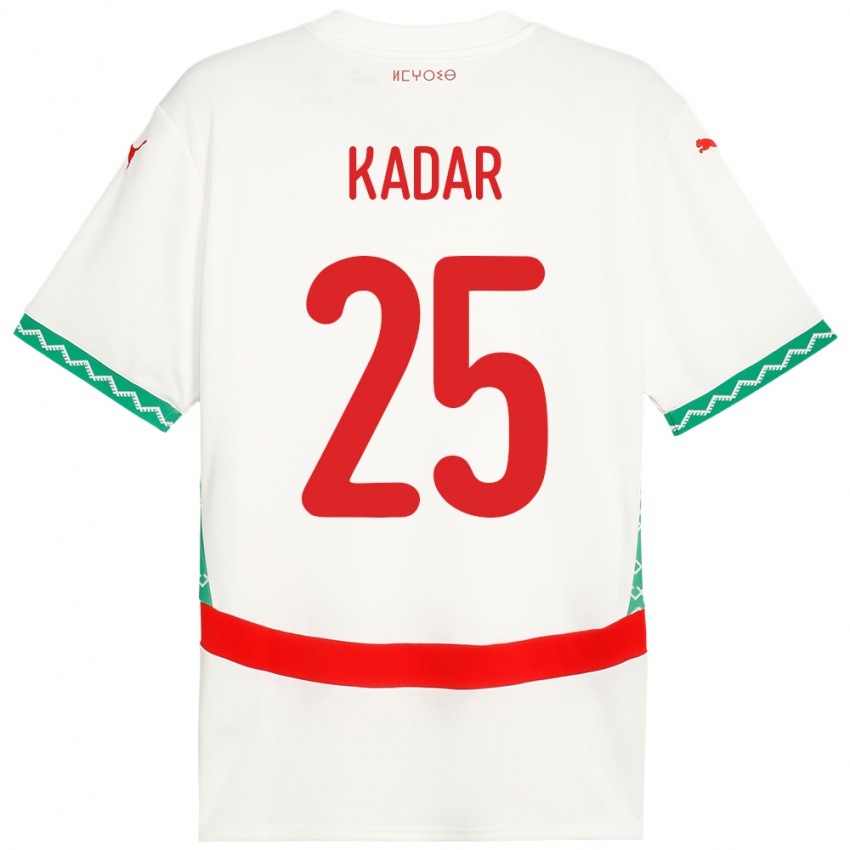 נשים מָרוֹקוֹ Nawfel-Abdelkader Kadar #25 לָבָן הרחק ג'רזי 24-26 חולצה קצרה