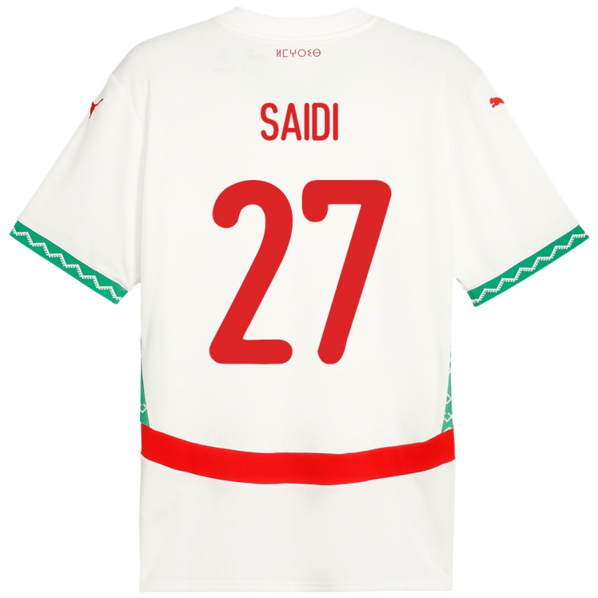 נשים מָרוֹקוֹ Yahya Saidi #27 לָבָן הרחק ג'רזי 24-26 חולצה קצרה