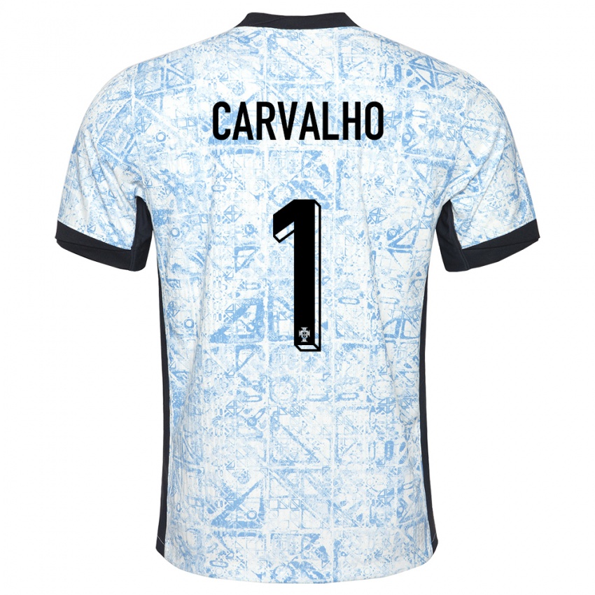 נשים פורטוגל João Carvalho #1 כחול שמנת הרחק ג'רזי 24-26 חולצה קצרה