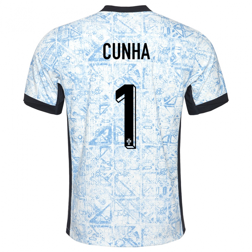 נשים פורטוגל Romário Cunha #1 כחול שמנת הרחק ג'רזי 24-26 חולצה קצרה