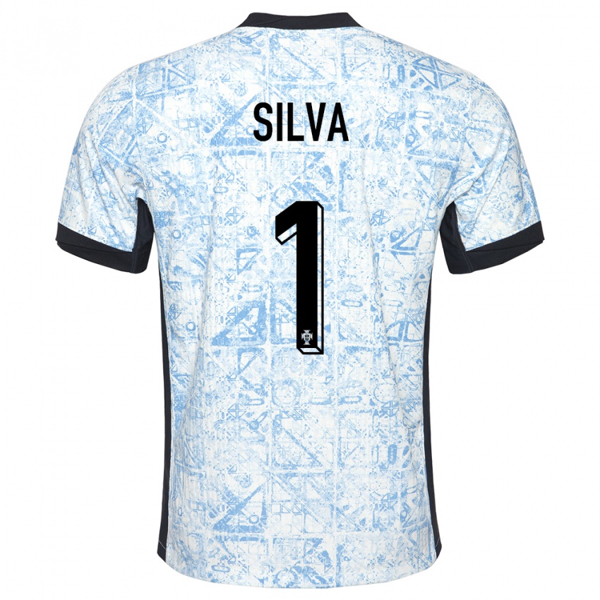 נשים פורטוגל Dinis Silva #1 כחול שמנת הרחק ג'רזי 24-26 חולצה קצרה