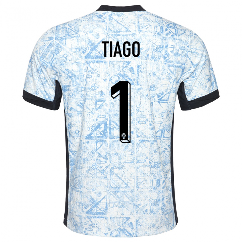 נשים פורטוגל Tiago Ferreira #1 כחול שמנת הרחק ג'רזי 24-26 חולצה קצרה