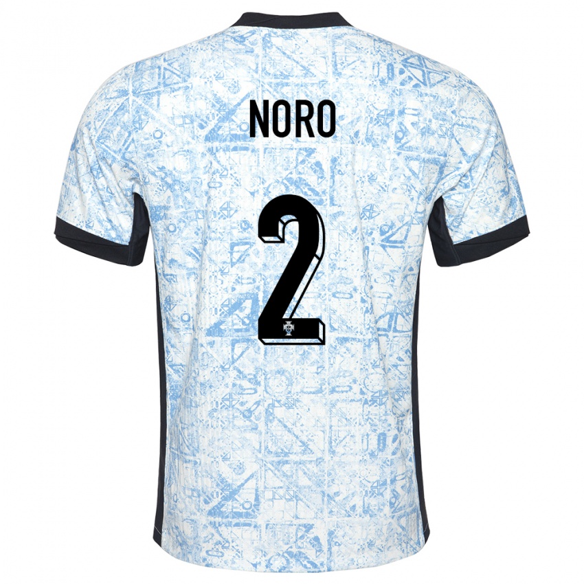 נשים פורטוגל Jonatás Noro #2 כחול שמנת הרחק ג'רזי 24-26 חולצה קצרה