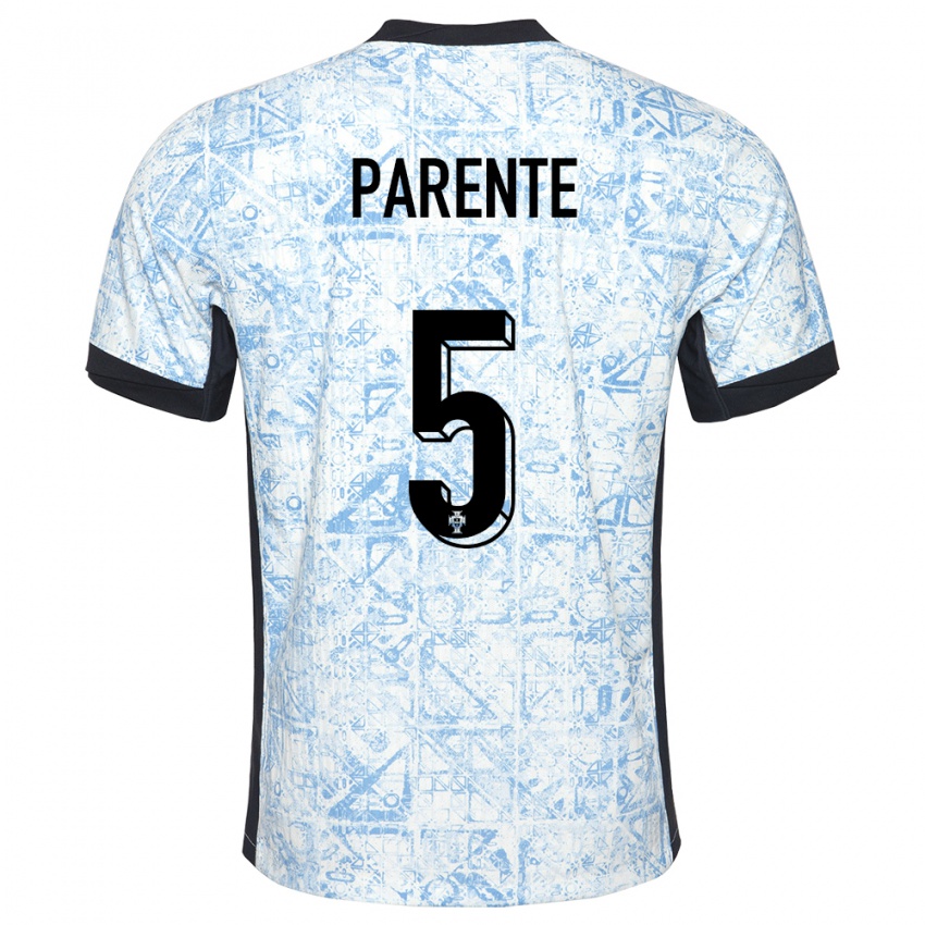 נשים פורטוגל Tiago Parente #5 כחול שמנת הרחק ג'רזי 24-26 חולצה קצרה