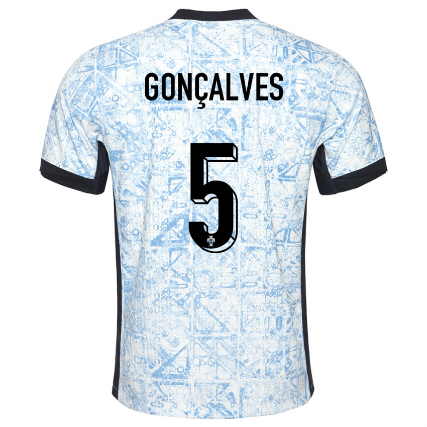 נשים פורטוגל Martim Gonçalves #5 כחול שמנת הרחק ג'רזי 24-26 חולצה קצרה