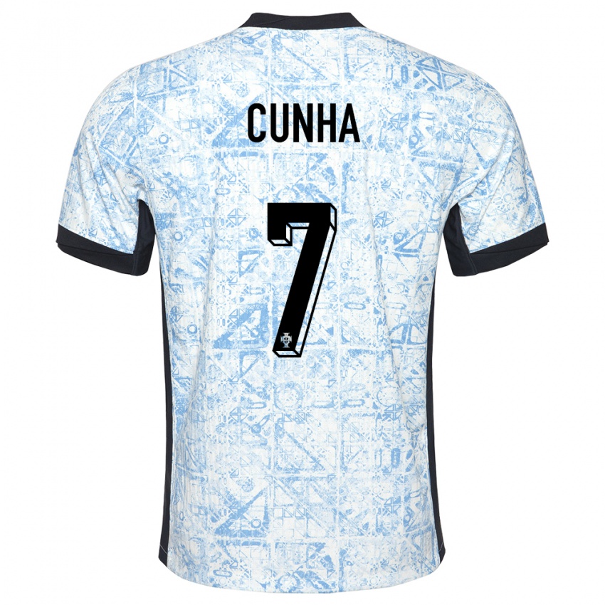 נשים פורטוגל Duarte Cunha #7 כחול שמנת הרחק ג'רזי 24-26 חולצה קצרה
