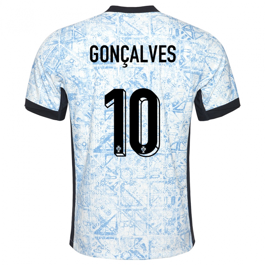 נשים פורטוגל Flávio Gonçalves #10 כחול שמנת הרחק ג'רזי 24-26 חולצה קצרה