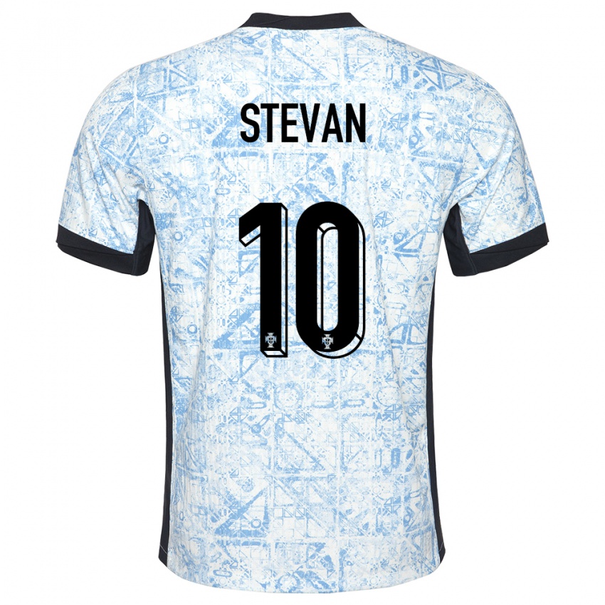 נשים פורטוגל Stevan #10 כחול שמנת הרחק ג'רזי 24-26 חולצה קצרה