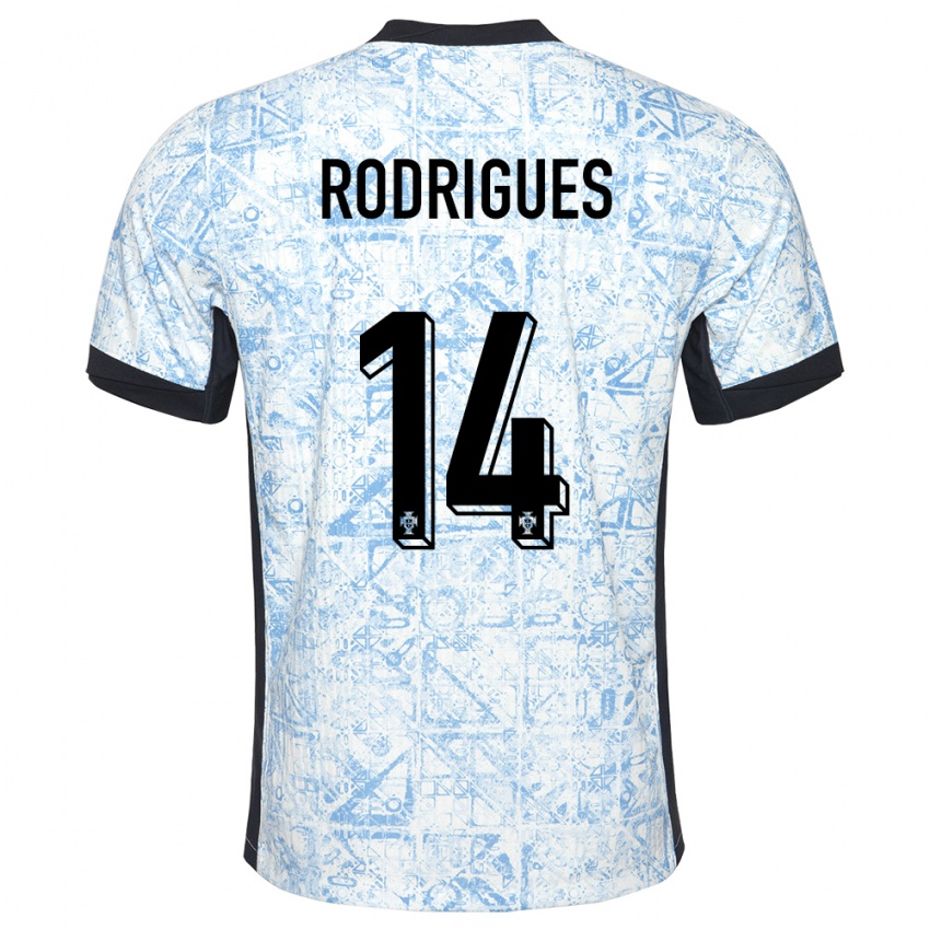 נשים פורטוגל Diego Rodrigues #14 כחול שמנת הרחק ג'רזי 24-26 חולצה קצרה