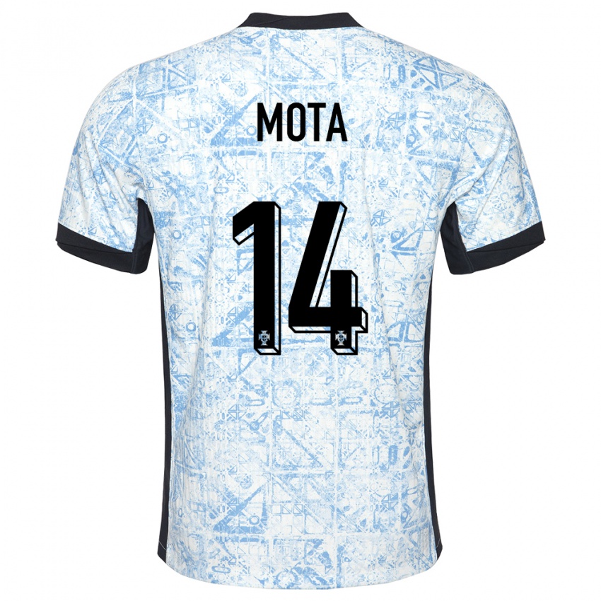 נשים פורטוגל Edgar Mota #14 כחול שמנת הרחק ג'רזי 24-26 חולצה קצרה
