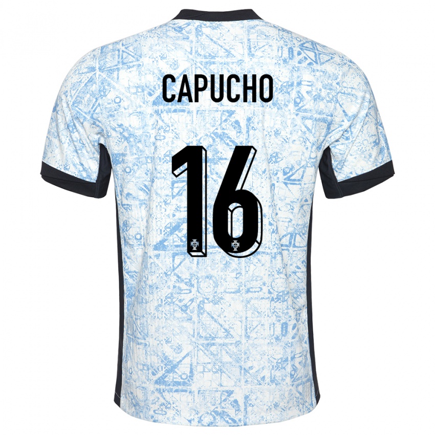 נשים פורטוגל João Capucho #16 כחול שמנת הרחק ג'רזי 24-26 חולצה קצרה