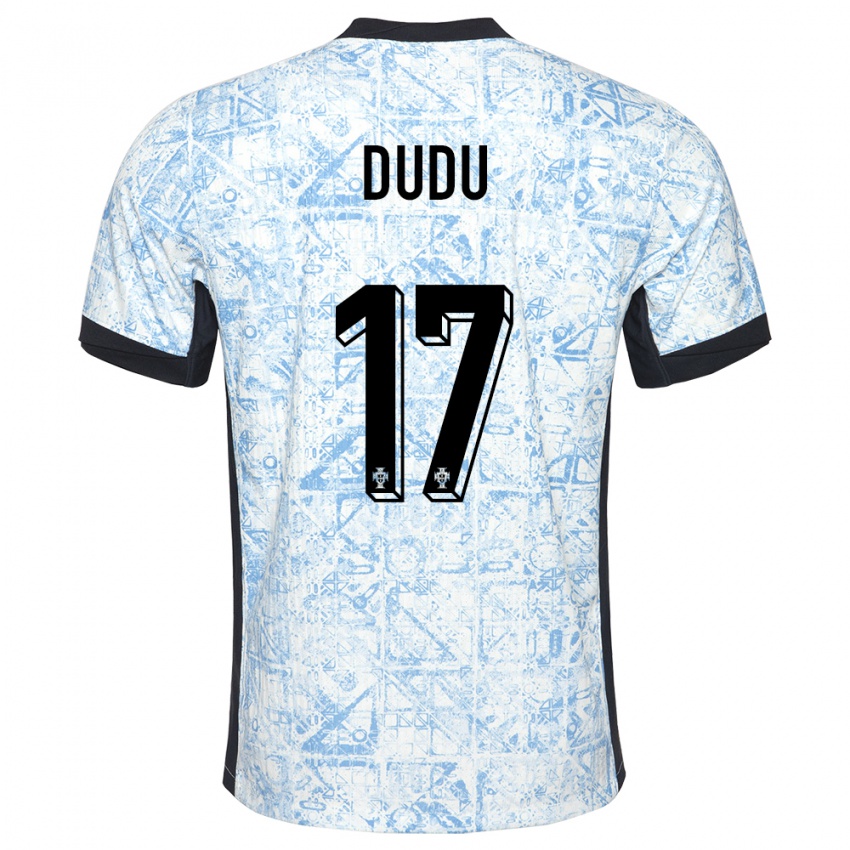 נשים פורטוגל Dudu #17 כחול שמנת הרחק ג'רזי 24-26 חולצה קצרה