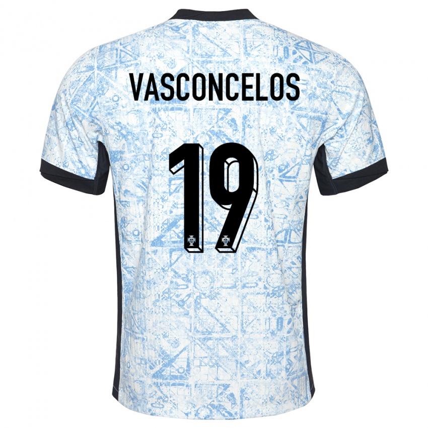 נשים פורטוגל Vasconcelos #19 כחול שמנת הרחק ג'רזי 24-26 חולצה קצרה