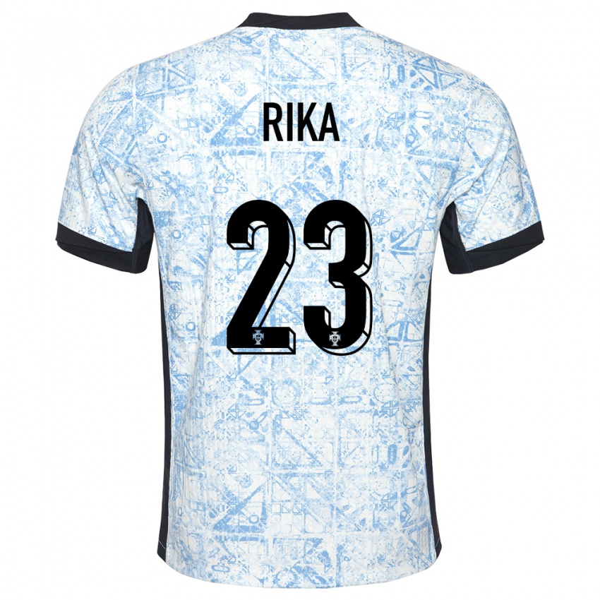 נשים פורטוגל Rika #23 כחול שמנת הרחק ג'רזי 24-26 חולצה קצרה