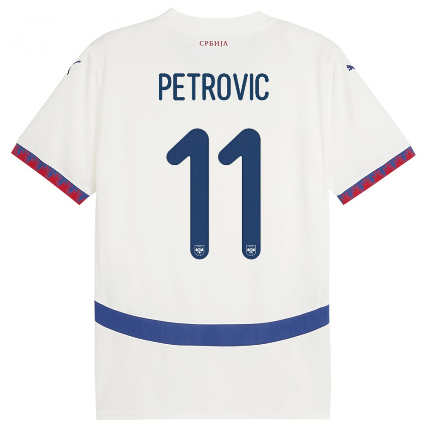 נשים סרביה Aleksa Petrovic #11 לבן הרחק ג'רזי 24-26 חולצה קצרה