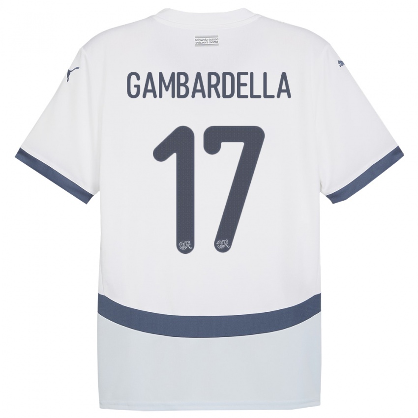 נשים שווייץ Matteo Gambardella #17 לבן הרחק ג'רזי 24-26 חולצה קצרה