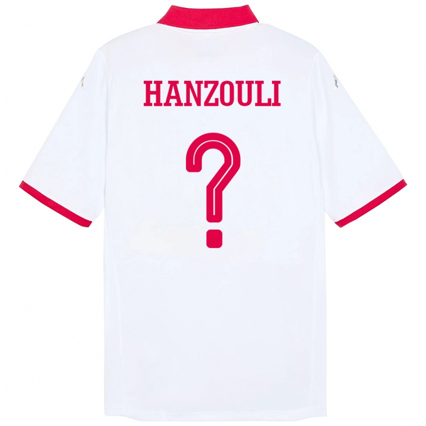 נשים תוניסיה Oussema Hanzouli #0 לָבָן הרחק ג'רזי 24-26 חולצה קצרה