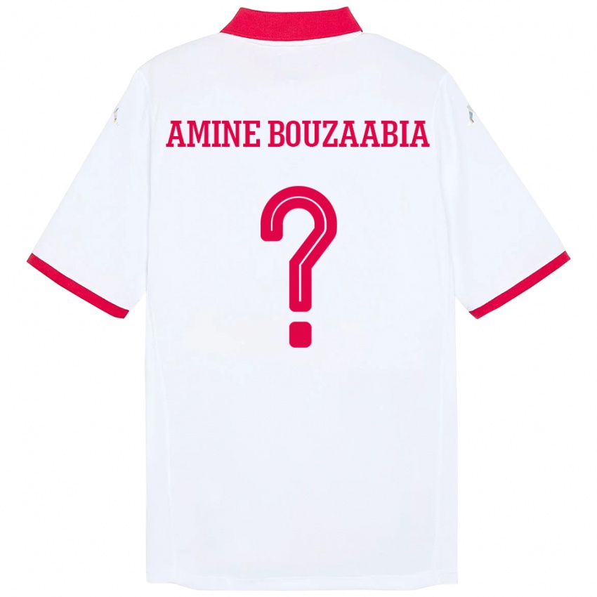 נשים תוניסיה Mohamed Amine Bouzaabia #0 לָבָן הרחק ג'רזי 24-26 חולצה קצרה