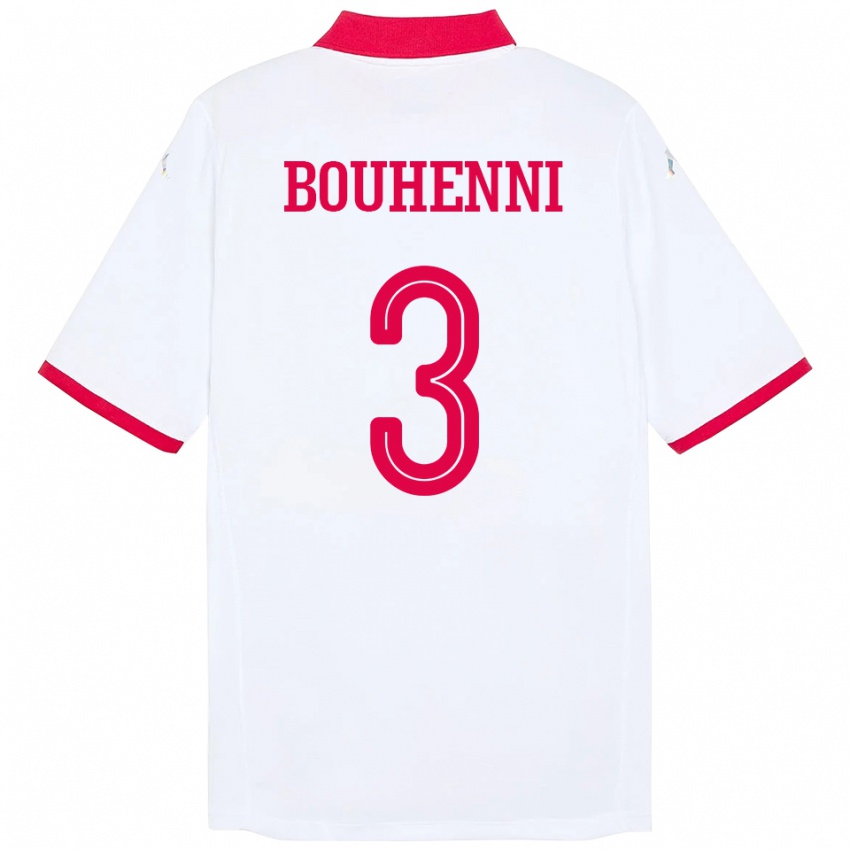 נשים תוניסיה Rayen Bouhenni #3 לָבָן הרחק ג'רזי 24-26 חולצה קצרה