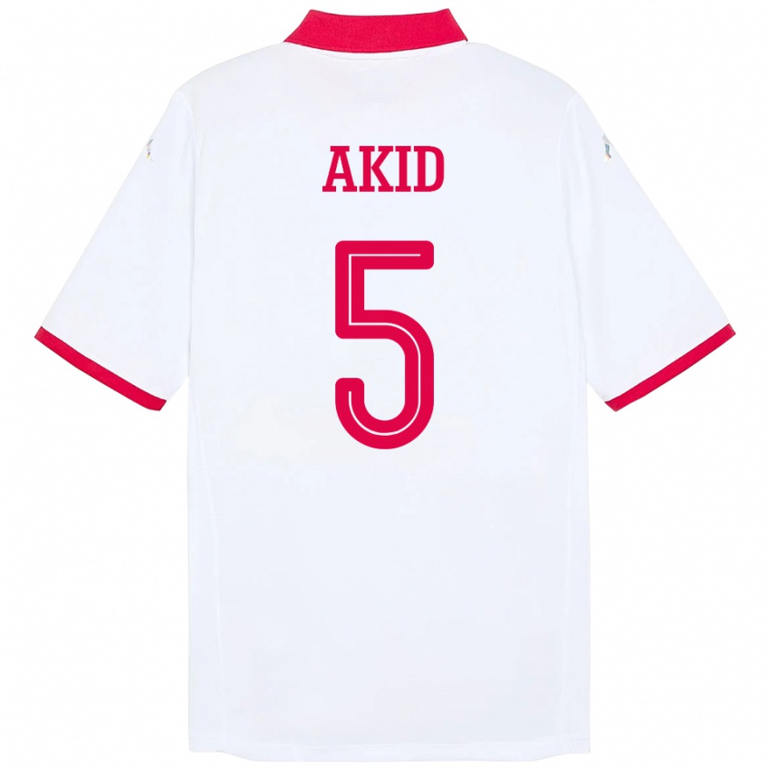 נשים תוניסיה Abdessalem Akid #5 לָבָן הרחק ג'רזי 24-26 חולצה קצרה